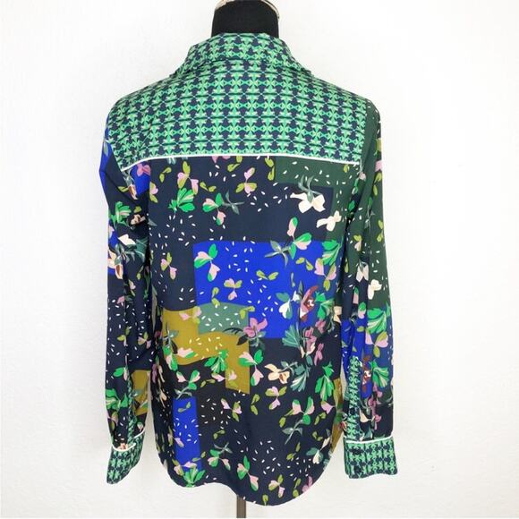 Cabi Bronco navy green mixed print western button down top size Medium #5520 - Picture 15 of 16